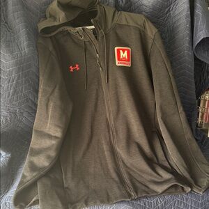 Under Armour Black Full-Zip Hoodie with university of Maryland Logo
